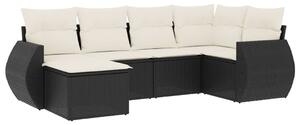 VidaXL 6-dijelni set vrtnih sofa s jastucima crni od poliratana
