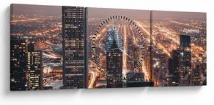Slika svjetleće metropole (sa satom) (90x30 cm)