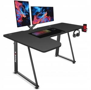 Prostrani kutni gaming stol za u crnoj boji