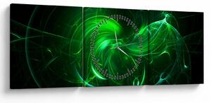 Slika - zelena apstrakcija (sa satom) (90x30 cm)