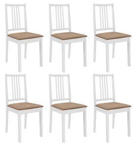 VidaXL Blagovaonske stolice od masivnog drva s jastucima 6 kom bijele