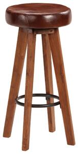 VidaXL Barske stolice od masivnog bagremovog drva i prave kože 2 kom