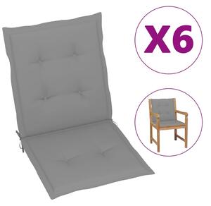 VidaXL Jastuci za vrtne stolice 6 kom sivi 100 x 50 x 3 cm