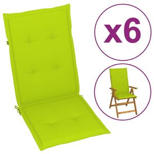 VidaXL Jastuci za vrtne stolice 6 kom jarko zeleni 120 x 50 x 3 cm