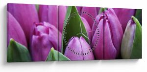 Slika - cvijeće tulipana (sa satom) (90x30 cm)