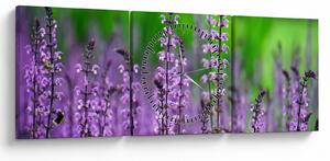 Slika ljubičastog livadskog bilja (sa satom) (90x30 cm)