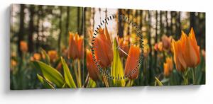 Slika - cvijeće tulipana (sa satom) (90x30 cm)