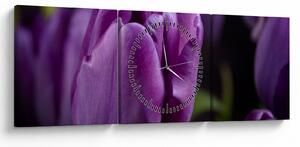 Slika cvjetova tulipana (sa satom) (90x30 cm)