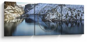 Slika - zimski krajolik s jezerom (sa satom) (90x30 cm)