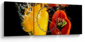 Slika - paprike u vodi (sa satom) (90x30 cm)