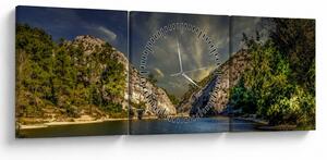 Slika krajolika s jezerom (sa satom) (90x30 cm)