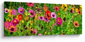 Slika livadskog cvijeća (sa satom) (90x30 cm)