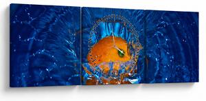 Slika - narančasta u vodi (sa satom) (90x30 cm)