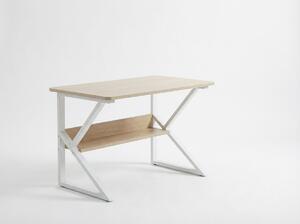 Radni stol s policom SHAPE 80x40 cm, bijela/dub sonoma