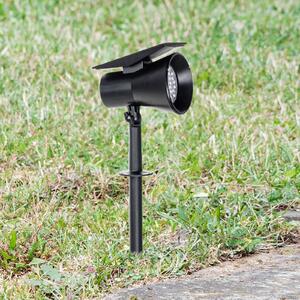 PRIOS Prios LED solarni reflektor Birko, visina 56 cm, crni, zemljani šiljak, Crno, Plastika