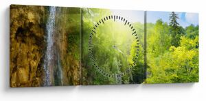 Slika - slapovi u prašumi (sa satom) (90x30 cm)
