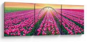 Slika polja tulipana sa suncem (sa satom) (90x30 cm)