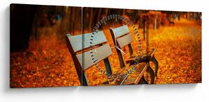 Slika klupe u jesen (sa satom) (90x30 cm)