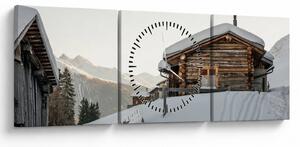 Slika - planinarska koliba u snijegu (sa satom) (90x30 cm)