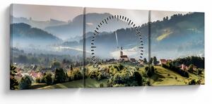 Slika - selo u magli (sa satom) (90x30 cm)