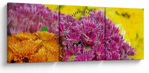 Slika ružičastog cvijeta (sa satom) (90x30 cm)