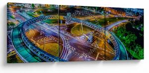 Slika - panorama noćnog grada (sa satom) (90x30 cm)
