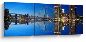 Slika - noćni Rotterdam (sa satom) (90x30 cm)