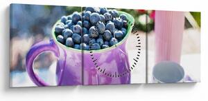 Slika - borovnice u šalici (sa satom) (90x30 cm)