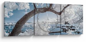 Slika snježnog stabla uz vodu (sa satom) (90x30 cm)