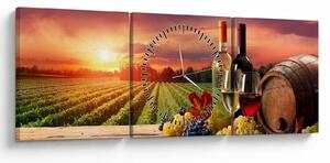 Slika vinograda s vinom (sa satom) (90x30 cm)