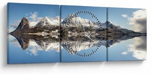 Slika planina i njihov odraz (sa satom) (90x30 cm)