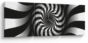 Apstraktna slika crno-bijele spirale (sa satom) (90x30 cm)