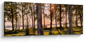 Slika drveća uz jezero (sa satom) (90x30 cm)