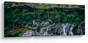 Slika slapova u prirodi (sa satom) (90x30 cm)