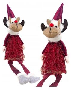 Božićna figura – sjedeći sob od pliša, 37 cm, crvena