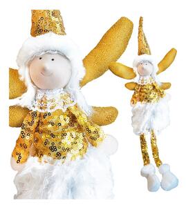 Božićna figura – sjedeći anđeo od pliša, 50 cm, ASN01Z