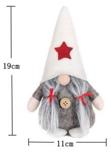 Božićna figura – patuljak od pliša, 19 cm, bijela
