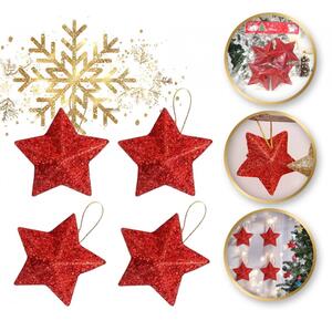 Kuglice za bor – set od 4 kom, 7 cm, crvene
