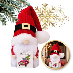 Božićna figura – stojeći patuljak, 24 cm, crvena