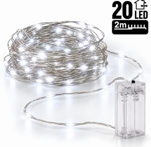 Božićne lampice – 20 LED, za unutra i van, 20 m, bijele