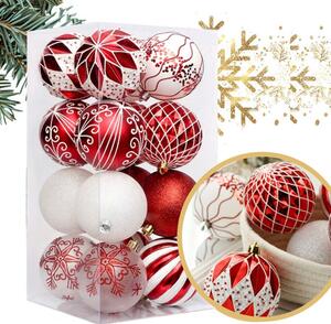 Kuglice za bor – set od 16 kom, 8 cm, bijele