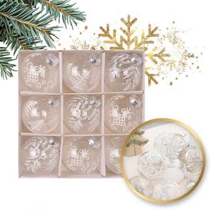 Kuglice za bor – set od 9 kom, 8 cm, bijele