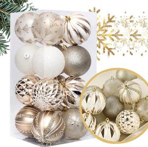 Kuglice za bor – set od 16 kom, 8 cm, zlatne