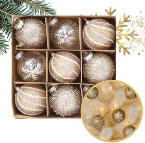 Kuglice za bor – set od 9 kom, 7 cm, zlatne