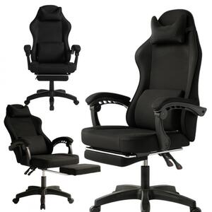 Gaming stolica – Vector, s masažerom i naslonom za noge, 80×25×59 cm, crna