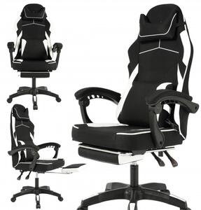 Gaming stolica – Vector, s masažerom i naslonom za noge, 80×25×59 cm, bijela