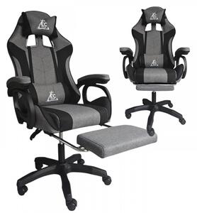 Gaming stolica – s naslonom za noge, 82×29×59 cm, siva