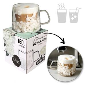 Termo čaša s cvijećem, 9,5 cm, 180 ml, bijela