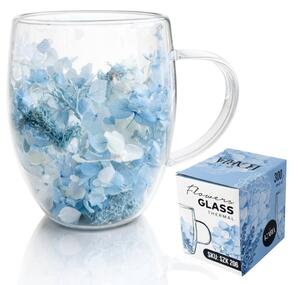 Termo čaša s cvijećem, 11,5 cm, 300 ml, plava