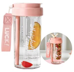 Boca za vodu – sa slamkom, 600 ml, roza